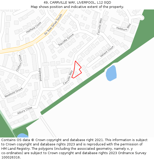 49, CARRVILLE WAY, LIVERPOOL, L12 0QD: Location map and indicative extent of plot