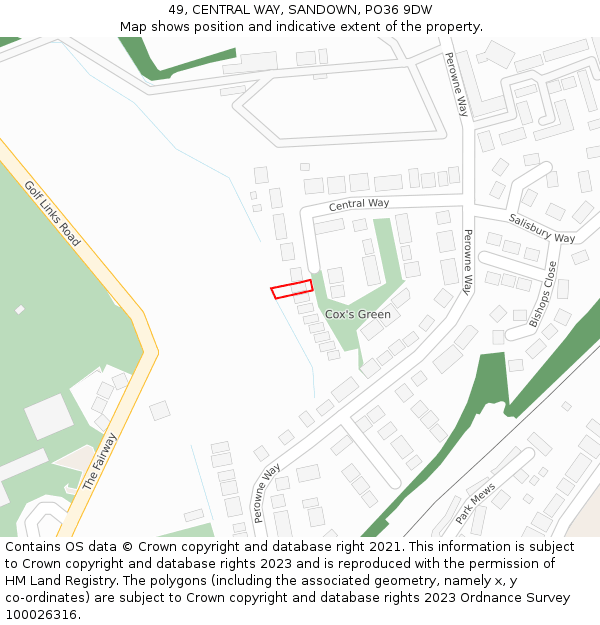 49, CENTRAL WAY, SANDOWN, PO36 9DW: Location map and indicative extent of plot