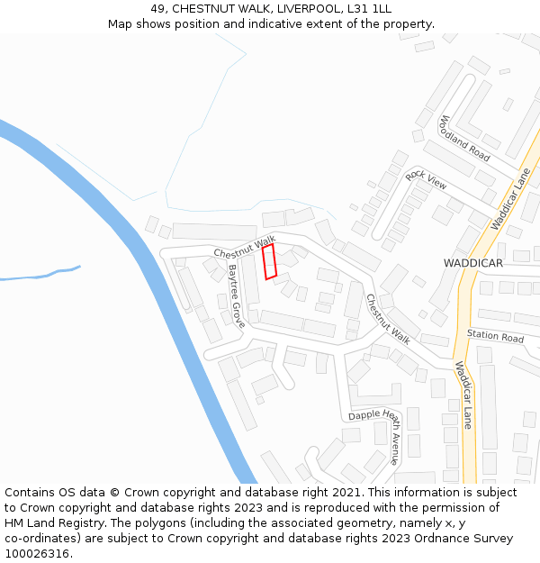 49, CHESTNUT WALK, LIVERPOOL, L31 1LL: Location map and indicative extent of plot