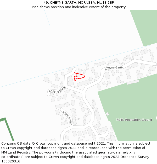 49, CHEYNE GARTH, HORNSEA, HU18 1BF: Location map and indicative extent of plot