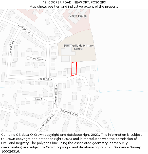 49, COOPER ROAD, NEWPORT, PO30 2PX: Location map and indicative extent of plot