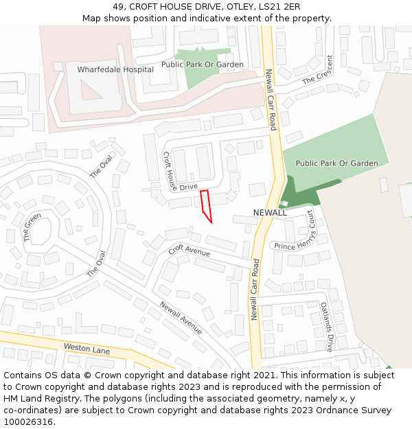 49, CROFT HOUSE DRIVE, OTLEY, LS21 2ER: Location map and indicative extent of plot