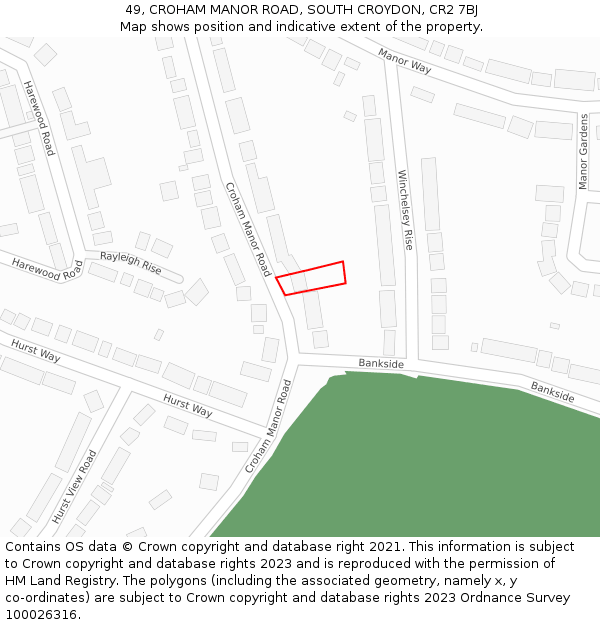 49, CROHAM MANOR ROAD, SOUTH CROYDON, CR2 7BJ: Location map and indicative extent of plot