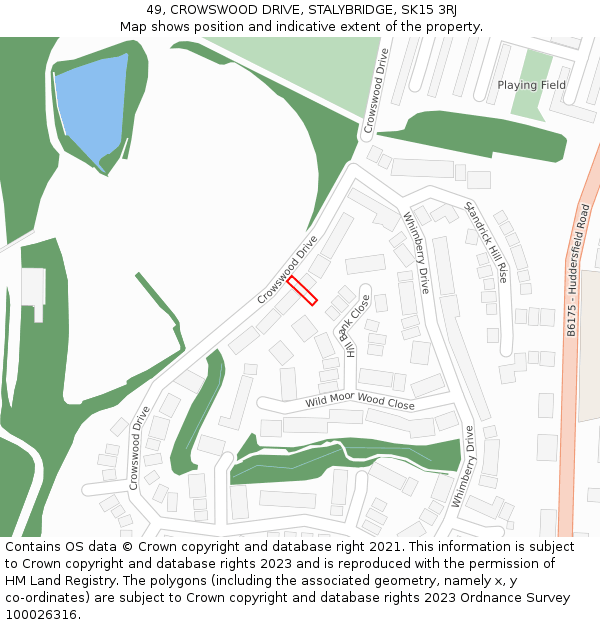 49, CROWSWOOD DRIVE, STALYBRIDGE, SK15 3RJ: Location map and indicative extent of plot