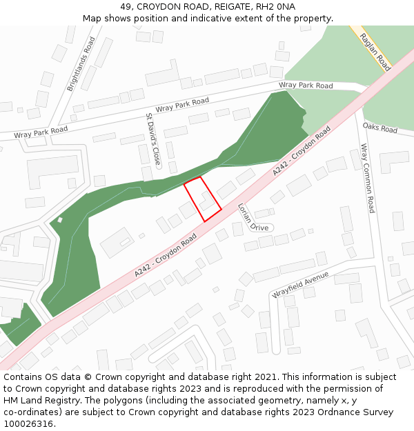 49, CROYDON ROAD, REIGATE, RH2 0NA: Location map and indicative extent of plot