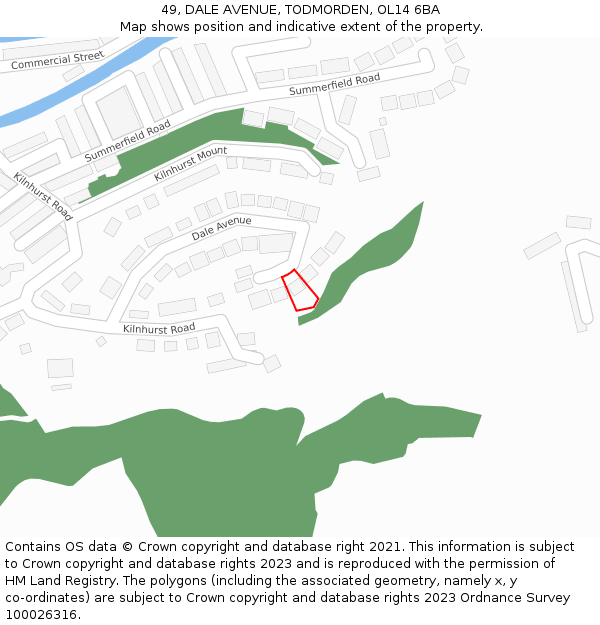 49, DALE AVENUE, TODMORDEN, OL14 6BA: Location map and indicative extent of plot