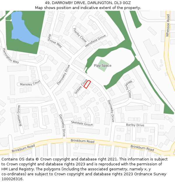 49, DARROWBY DRIVE, DARLINGTON, DL3 0GZ: Location map and indicative extent of plot