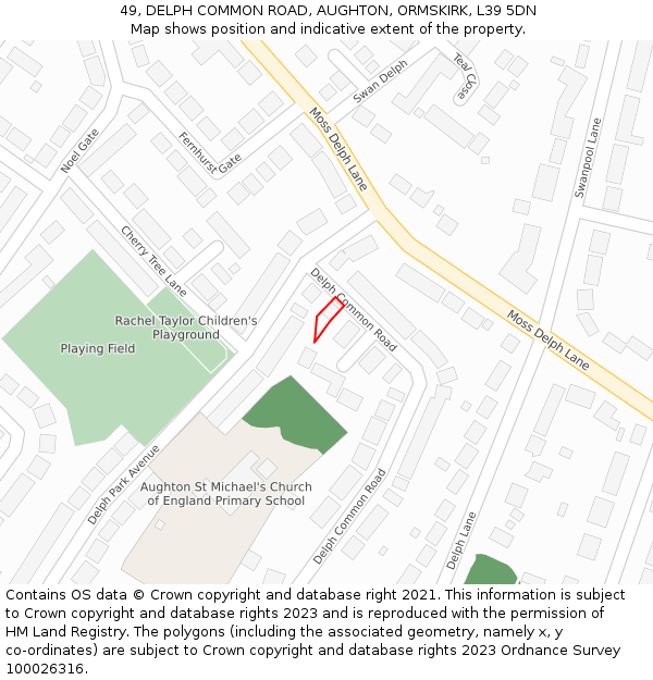 49, DELPH COMMON ROAD, AUGHTON, ORMSKIRK, L39 5DN: Location map and indicative extent of plot