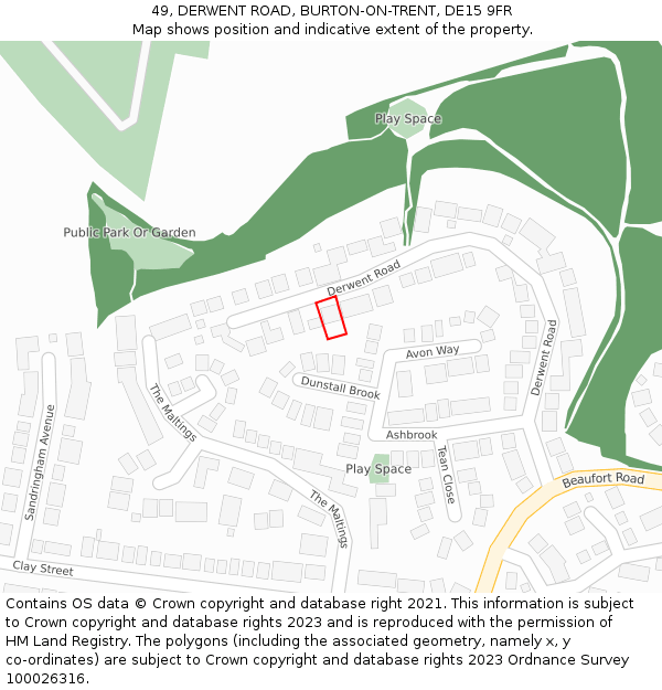 49, DERWENT ROAD, BURTON-ON-TRENT, DE15 9FR: Location map and indicative extent of plot