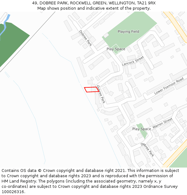 49, DOBREE PARK, ROCKWELL GREEN, WELLINGTON, TA21 9RX: Location map and indicative extent of plot