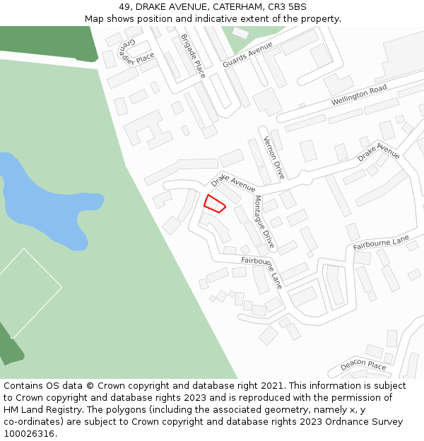 49, DRAKE AVENUE, CATERHAM, CR3 5BS: Location map and indicative extent of plot