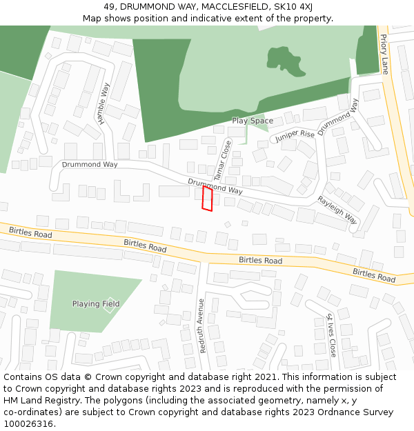 49, DRUMMOND WAY, MACCLESFIELD, SK10 4XJ: Location map and indicative extent of plot