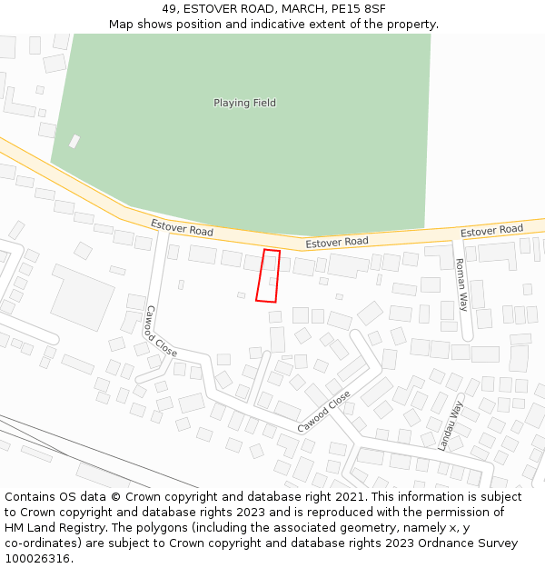 49, ESTOVER ROAD, MARCH, PE15 8SF: Location map and indicative extent of plot