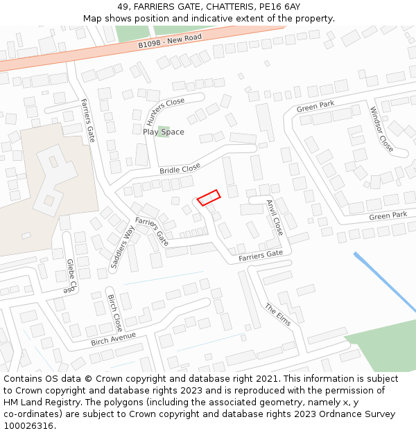 49, FARRIERS GATE, CHATTERIS, PE16 6AY: Location map and indicative extent of plot