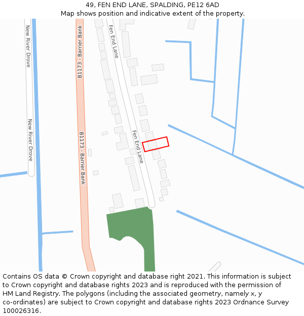 49, FEN END LANE, SPALDING, PE12 6AD: Location map and indicative extent of plot