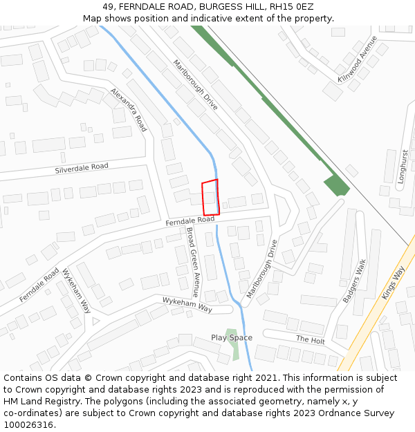 49, FERNDALE ROAD, BURGESS HILL, RH15 0EZ: Location map and indicative extent of plot