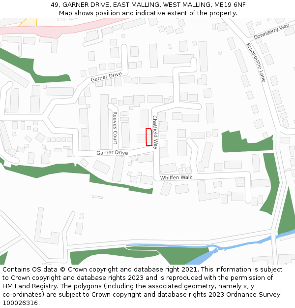 49, GARNER DRIVE, EAST MALLING, WEST MALLING, ME19 6NF: Location map and indicative extent of plot