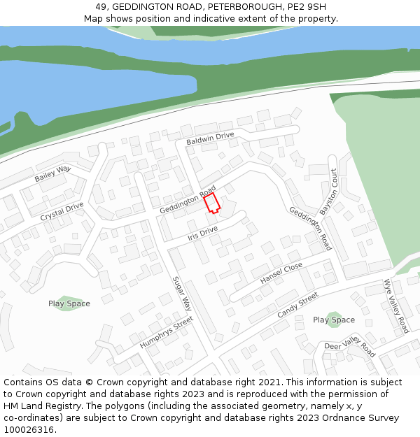 49, GEDDINGTON ROAD, PETERBOROUGH, PE2 9SH: Location map and indicative extent of plot