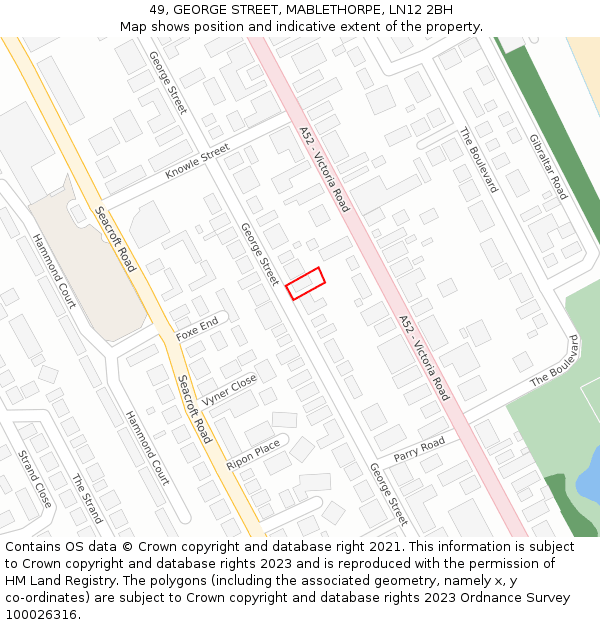 49, GEORGE STREET, MABLETHORPE, LN12 2BH: Location map and indicative extent of plot