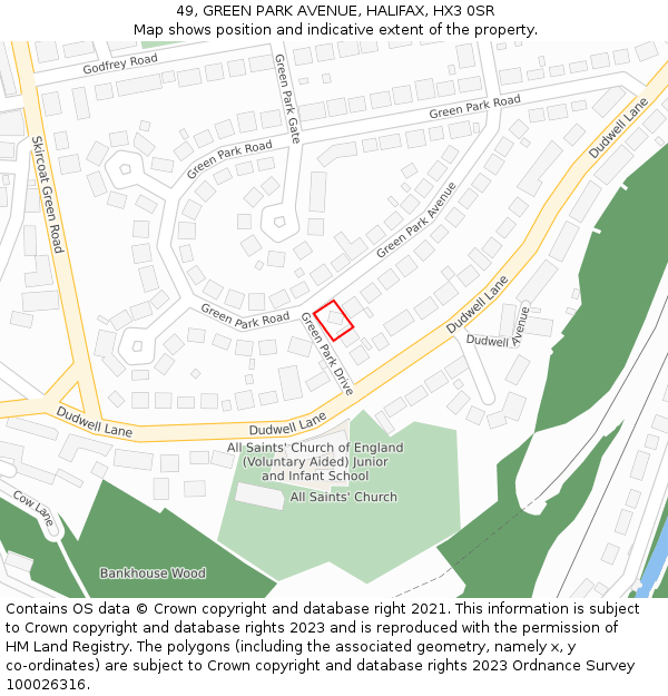 49, GREEN PARK AVENUE, HALIFAX, HX3 0SR: Location map and indicative extent of plot