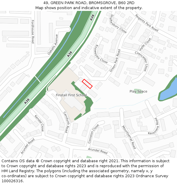 49, GREEN PARK ROAD, BROMSGROVE, B60 2RD: Location map and indicative extent of plot