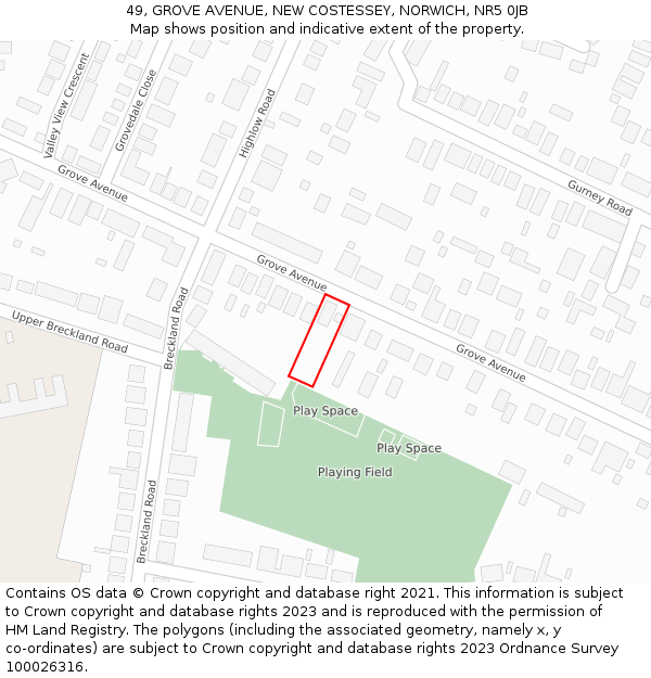49, GROVE AVENUE, NEW COSTESSEY, NORWICH, NR5 0JB: Location map and indicative extent of plot
