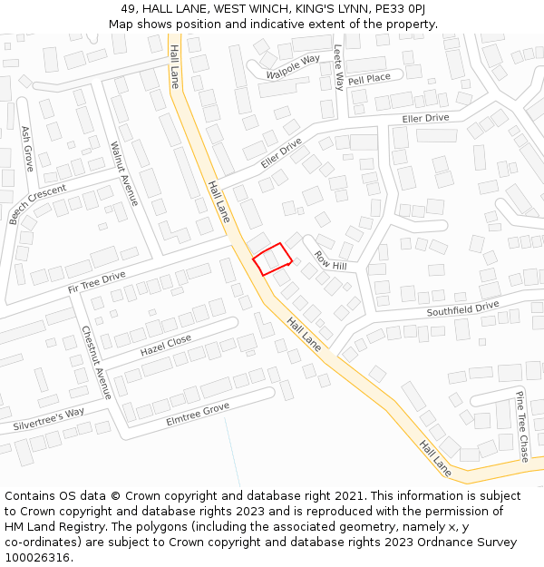 49, HALL LANE, WEST WINCH, KING'S LYNN, PE33 0PJ: Location map and indicative extent of plot