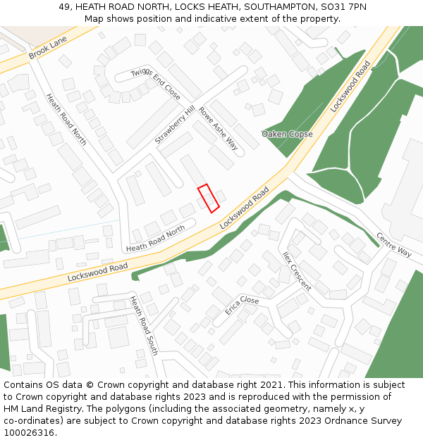 49, HEATH ROAD NORTH, LOCKS HEATH, SOUTHAMPTON, SO31 7PN: Location map and indicative extent of plot