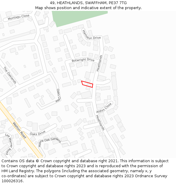 49, HEATHLANDS, SWAFFHAM, PE37 7TG: Location map and indicative extent of plot