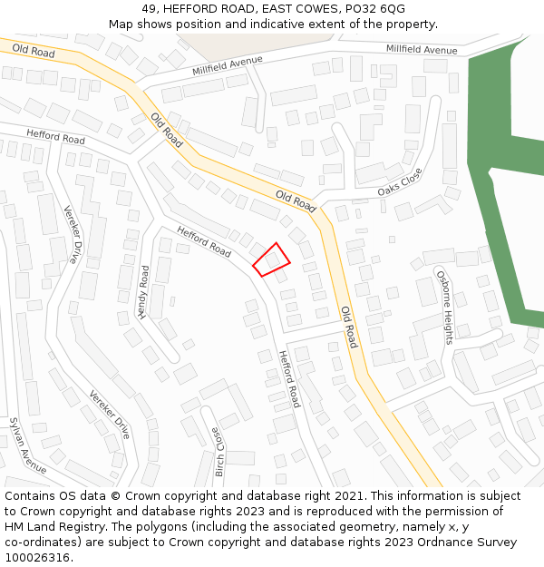 49, HEFFORD ROAD, EAST COWES, PO32 6QG: Location map and indicative extent of plot