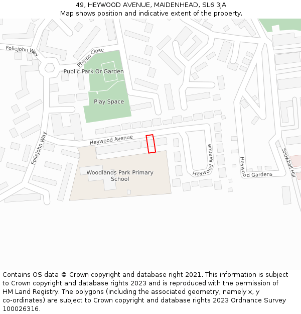 49, HEYWOOD AVENUE, MAIDENHEAD, SL6 3JA: Location map and indicative extent of plot
