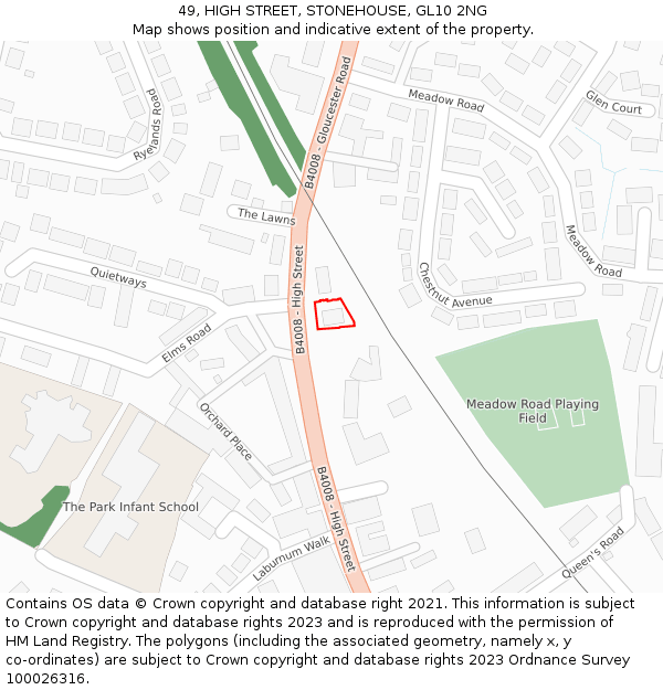 49, HIGH STREET, STONEHOUSE, GL10 2NG: Location map and indicative extent of plot