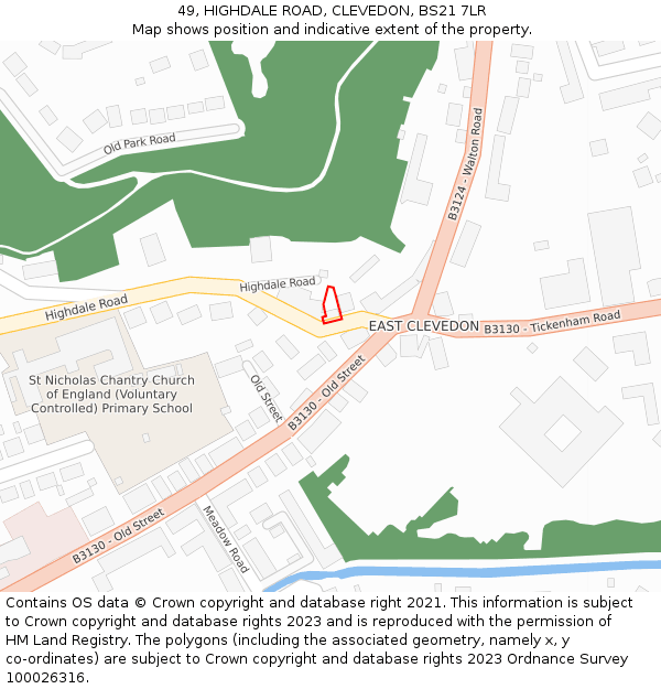 49, HIGHDALE ROAD, CLEVEDON, BS21 7LR: Location map and indicative extent of plot