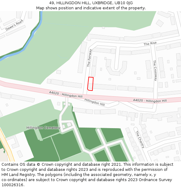 49, HILLINGDON HILL, UXBRIDGE, UB10 0JG: Location map and indicative extent of plot