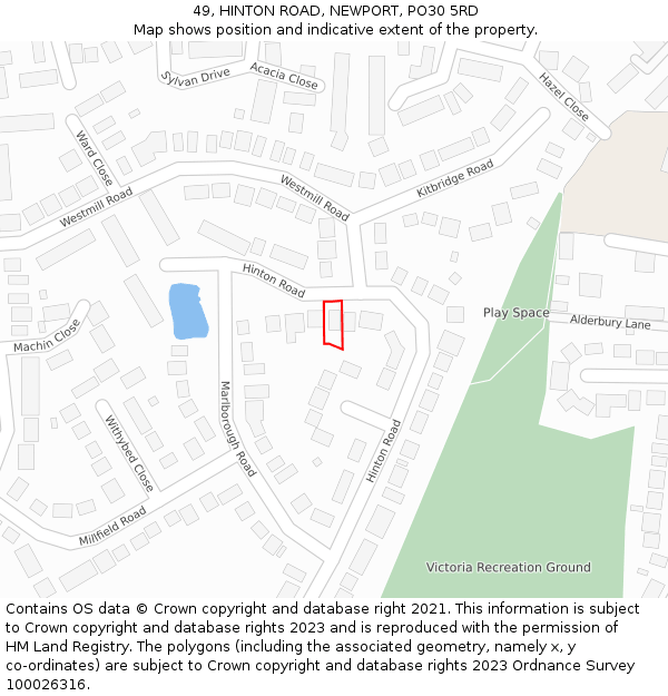 49, HINTON ROAD, NEWPORT, PO30 5RD: Location map and indicative extent of plot