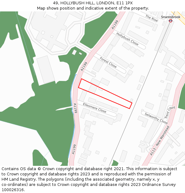 49, HOLLYBUSH HILL, LONDON, E11 1PX: Location map and indicative extent of plot