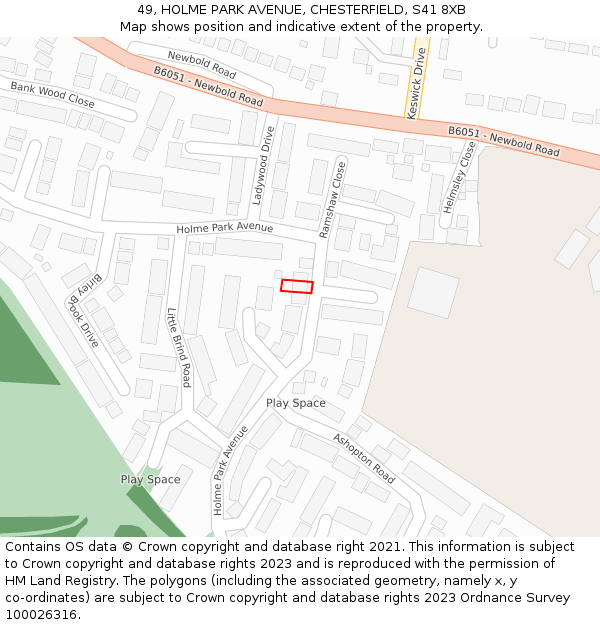 49, HOLME PARK AVENUE, CHESTERFIELD, S41 8XB: Location map and indicative extent of plot