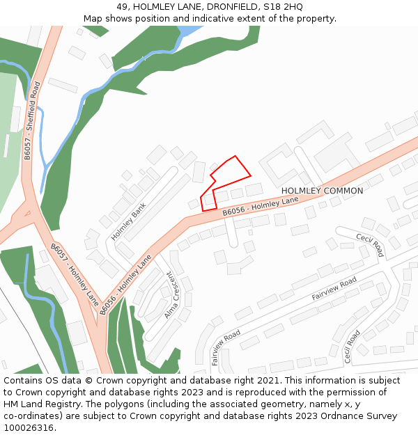 49, HOLMLEY LANE, DRONFIELD, S18 2HQ: Location map and indicative extent of plot
