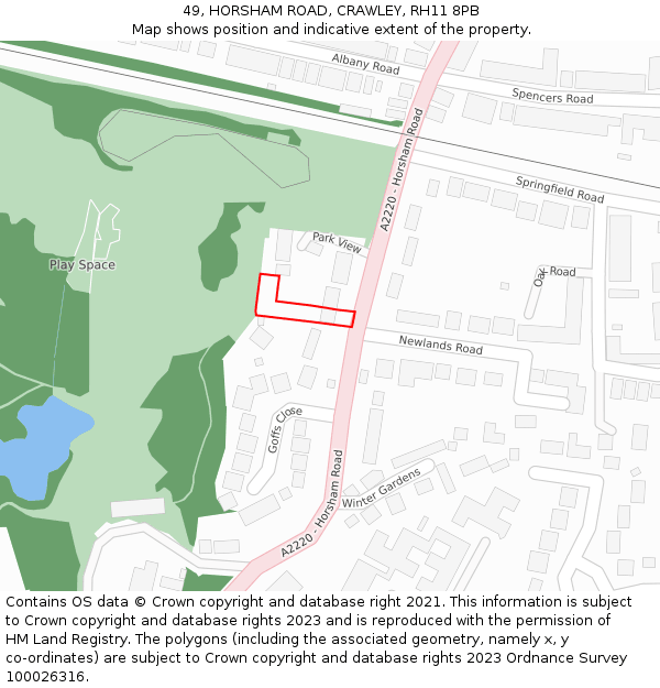 49, HORSHAM ROAD, CRAWLEY, RH11 8PB: Location map and indicative extent of plot