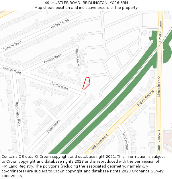 49, HUSTLER ROAD, BRIDLINGTON, YO16 6RN: Location map and indicative extent of plot