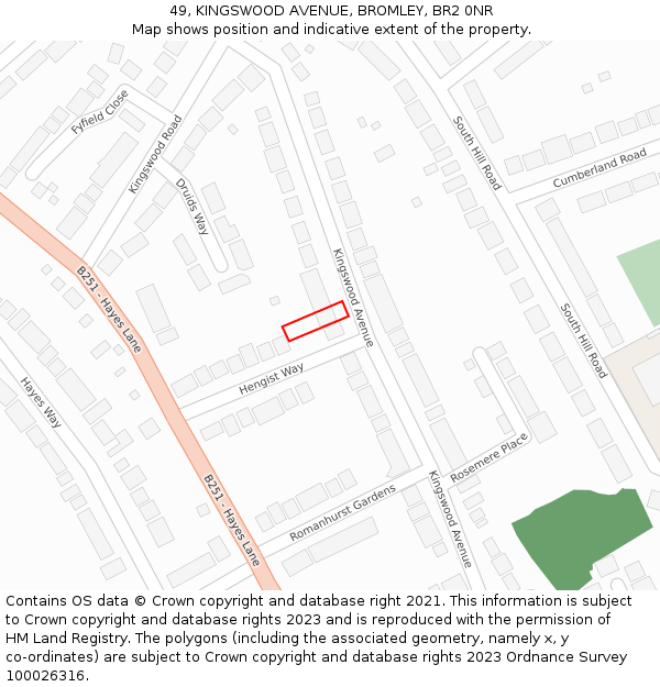 49, KINGSWOOD AVENUE, BROMLEY, BR2 0NR: Location map and indicative extent of plot