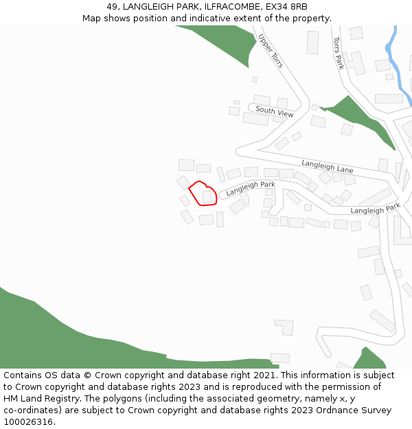 49, LANGLEIGH PARK, ILFRACOMBE, EX34 8RB: Location map and indicative extent of plot