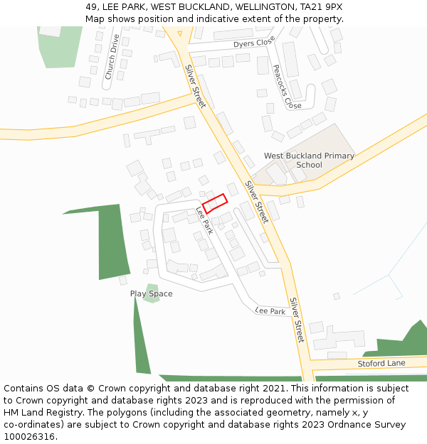 49, LEE PARK, WEST BUCKLAND, WELLINGTON, TA21 9PX: Location map and indicative extent of plot