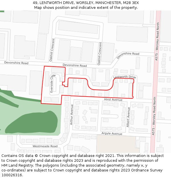 49, LENTWORTH DRIVE, WORSLEY, MANCHESTER, M28 3EX: Location map and indicative extent of plot