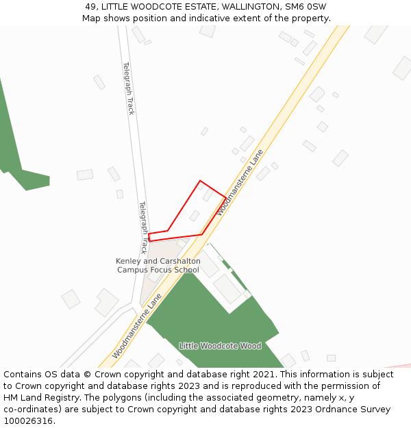 49, LITTLE WOODCOTE ESTATE, WALLINGTON, SM6 0SW: Location map and indicative extent of plot