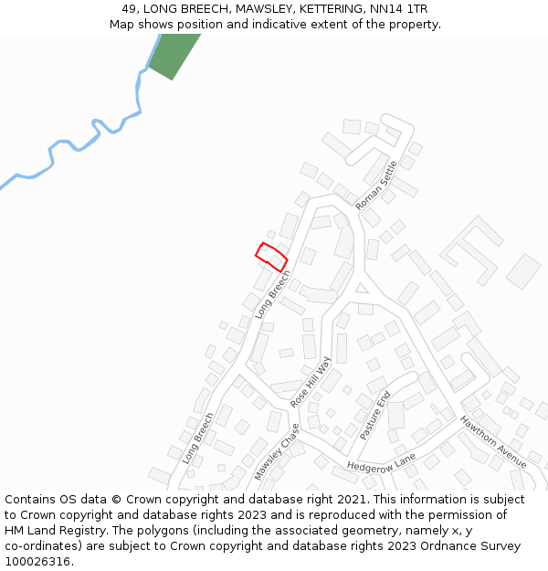 49, LONG BREECH, MAWSLEY, KETTERING, NN14 1TR: Location map and indicative extent of plot