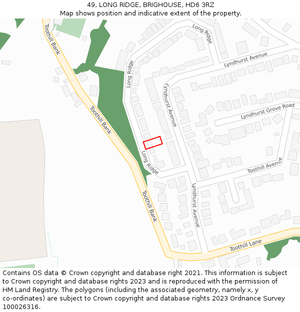 49, LONG RIDGE, BRIGHOUSE, HD6 3RZ: Location map and indicative extent of plot