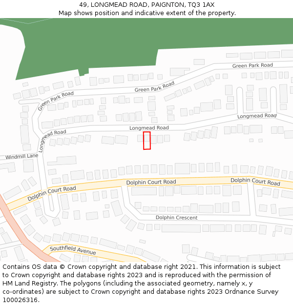 49, LONGMEAD ROAD, PAIGNTON, TQ3 1AX: Location map and indicative extent of plot