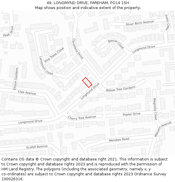 49, LONGMYND DRIVE, FAREHAM, PO14 1SH: Location map and indicative extent of plot