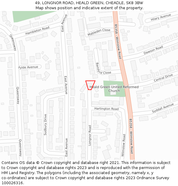 49, LONGNOR ROAD, HEALD GREEN, CHEADLE, SK8 3BW: Location map and indicative extent of plot